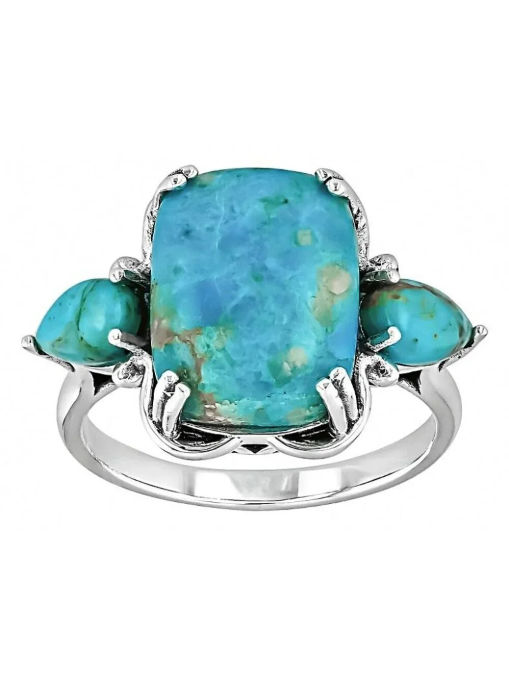 JTV Blue Turquoise Sterling Silver Ring Sterling Silver Size 7 Signed BBJ